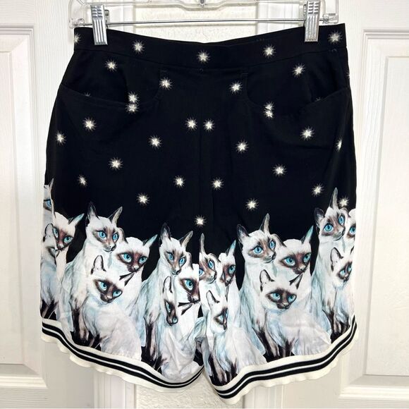 Undercover Jun Takahashi Cat Printed Rayon Shorts Black White New Size 2 - Picture 9 of 15